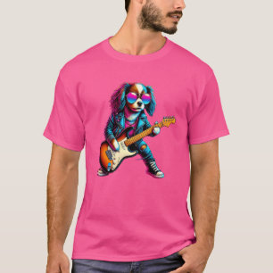Englischer Toy Spaniel E-Gitarre Lustiger Hund Roc T-Shirt