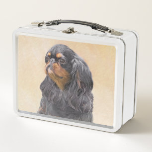 Englischer Toy Spaniel Gemälde Original Tier Kunst Metall Brotdose