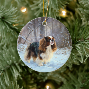 Englischer Toy Spaniel Lass es schneien Weihnachte Keramik Ornament