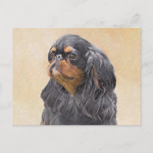Englischer Toy Spaniel Malerei Original Tier Kunst Postkarte
