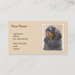 Englischer Toy Spaniel Malerei Original Tier Kunst Visitenkarte