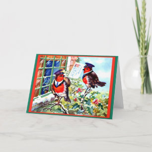 Englischer Weihnachts-Rotkehlchen-Postboten-Vögel Karte