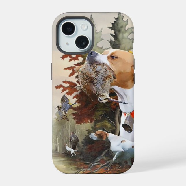 Englischer Zeiger, Vogeljagd iPhone 15 Hülle (Rückseite)