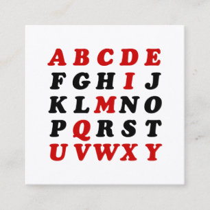 Englisches Alphabet Quadratische Visitenkarte
