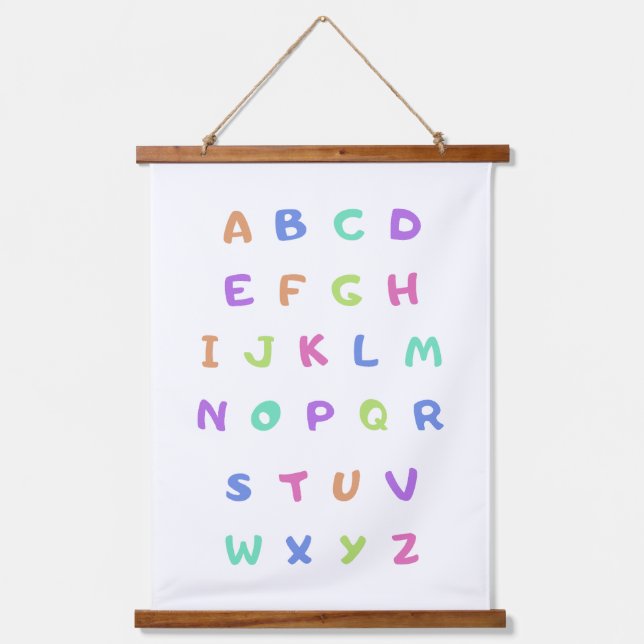 Englisches Alphabet Wandteppich Mit Holzrahmen (Vorderseite)
