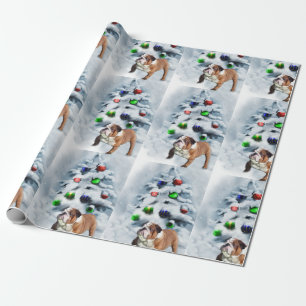 Englisches Bulldoggen-Weihnachten Geschenkpapier
