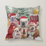 Englisches Bulldoggen-Winter-Spaß-Kissen Kissen<br><div class="desc">Englische Bulldoggen genießen einen wenig Winterspaß, der in der Sonne in diesem Ooak Weihnachtsentwurf durch Friskybizpet Entwürfe spielt. Wenn Sie ein Eigentümer oder eine englische Bulldogge sind, oder, wenn Sie Weihnachtseinkaufen für ein Spaßgeschenk für Ihren Freund sind, der ein Hundeliebhaber ist, macht dieser englische Bulldoggenentwurf dieses Kissen die perfekte Geschenkidee....</div>