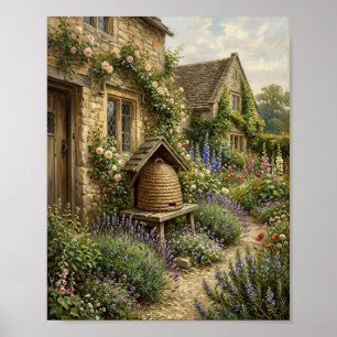 Englisches Cottage-Bienenkorb-Kräuterernte I Poster