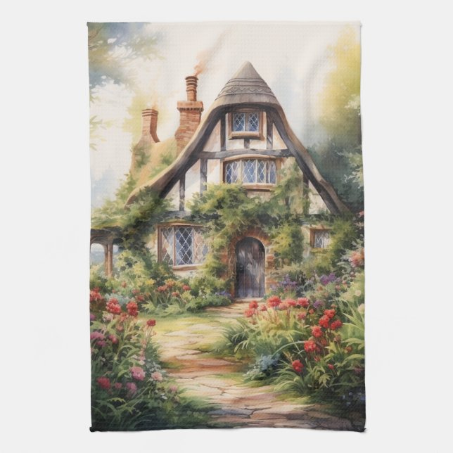 Englisches Cottage Geschirrtuch (Vertikal)