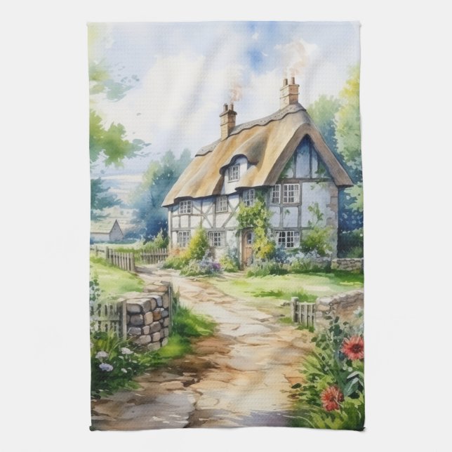 Englisches Cottage Geschirrtuch (Vertikal)