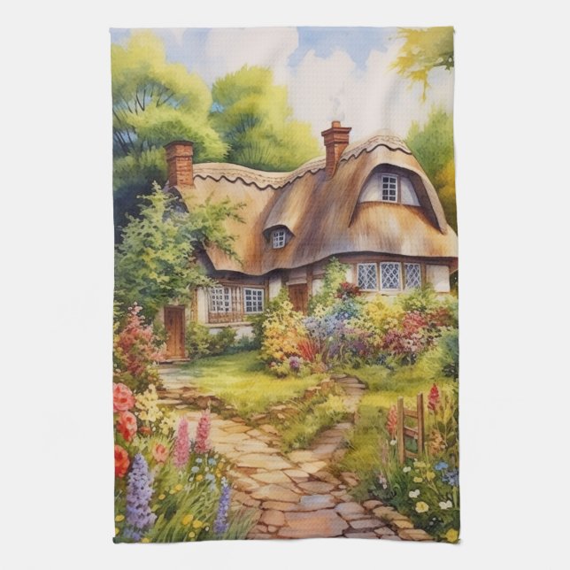 Englisches Cottage Geschirrtuch (Vertikal)