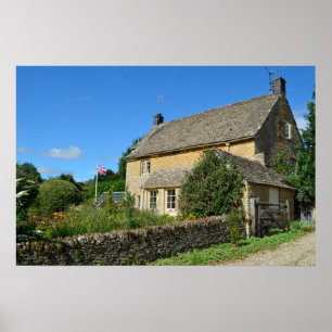 Englisches Cottage mit Gartenposter Poster