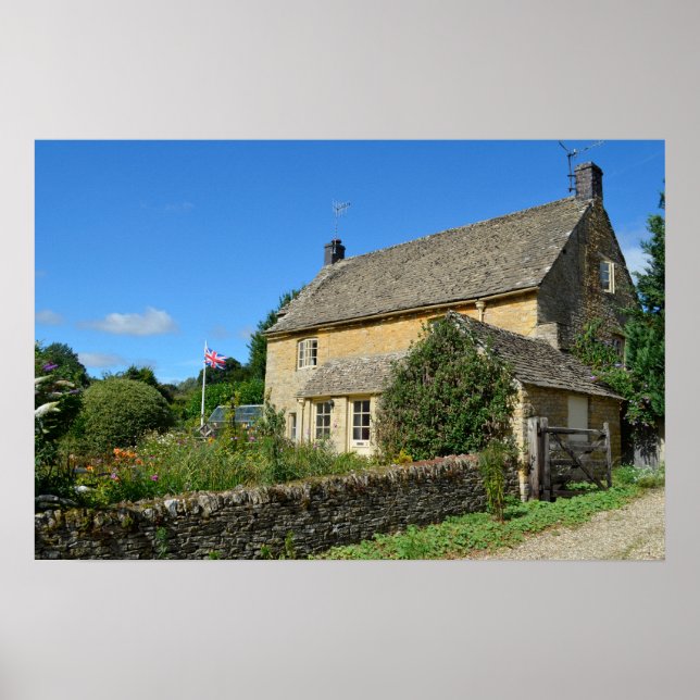 Englisches Cottage mit Gartenposter Poster (Vorne)