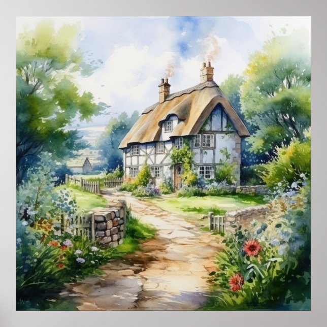 Englisches Cottage Poster (Vorne)