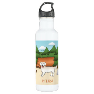 Englisches Cream Golden Retriever Camping im Wald Edelstahlflasche