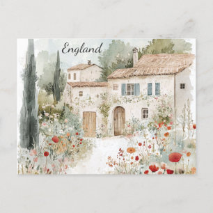 Englisches Dorf Landschaft Aquarell Postkarte