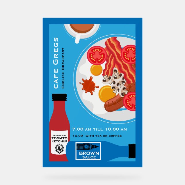 Englisches Frühstück Geschäft Acrylschild (Vorderseite)