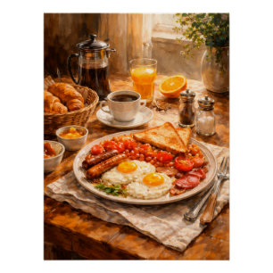 Englisches Frühstück Morgen ein gemütliches Essen Poster