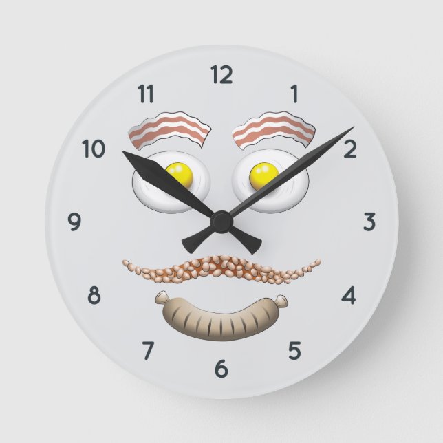 ENGLISCHES FRÜHSTÜCKS GESICHT RUNDE WANDUHR (Vorderseite)