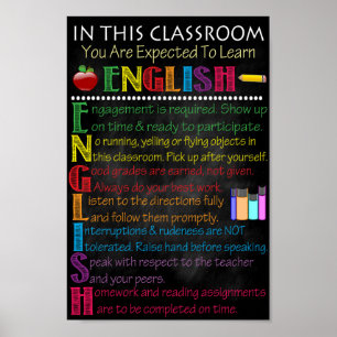 Englisches Klassenzimmer-Poster Poster