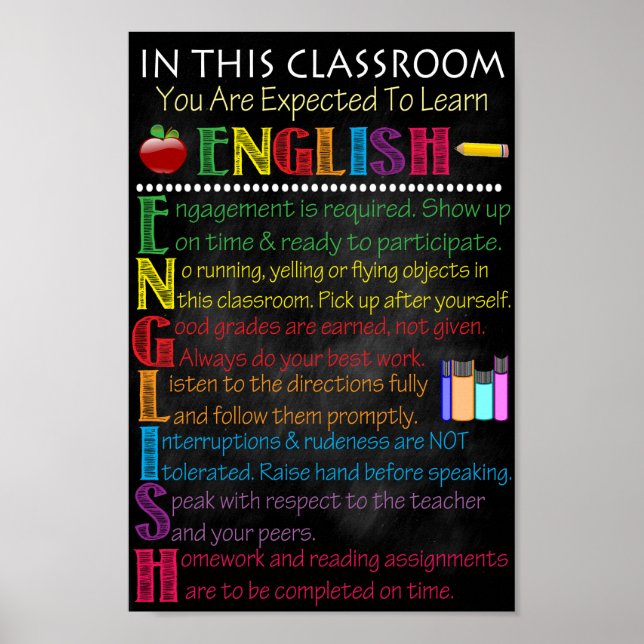 Englisches Klassenzimmer-Poster Poster (Vorne)