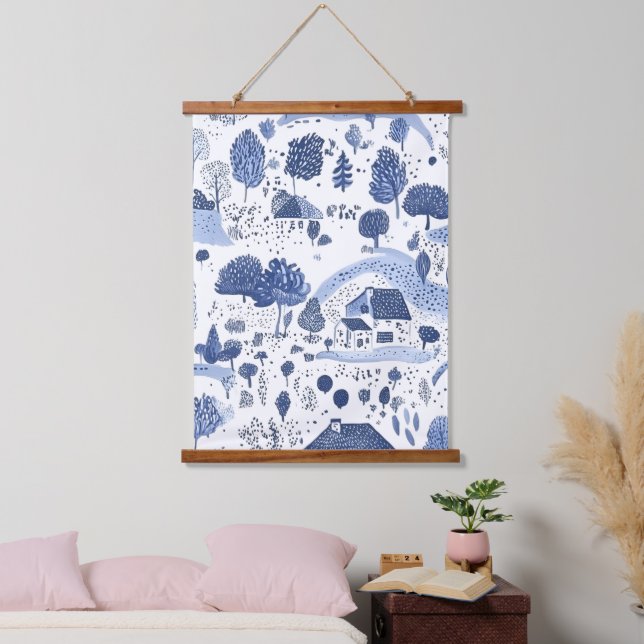 Englisches Landtoile-Muster Wandteppich Mit Holzrahmen (Schlafzimmer)