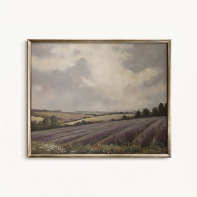 Englisches Lavendelfeld Landschaftsposter Poster (English Lavender Field Wall Art Poster - close-up view (frame/decor not included))
