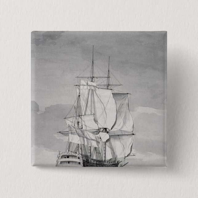 Englisches Linie-von-Kampf Schiff, 18. Jahrhundert Button (Vorderseite)