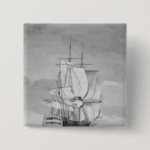 Englisches Linie-von-Kampf Schiff, 18. Jahrhundert Button