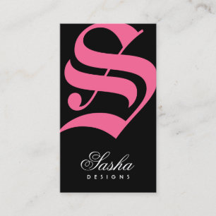 englisches Monogramm 311-Old Noir n Rosa Visitenkarte