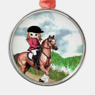 Englisches Reitmädchen Silbernes Ornament