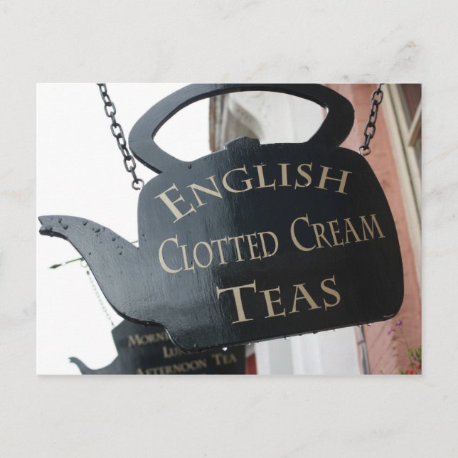 Englisches Schild "Clotted Cream Tee" Postkarte (Vorderseite)