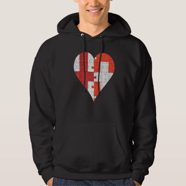 Englisches Schweizer Flaggenherz Hoodie (Vorderseite)