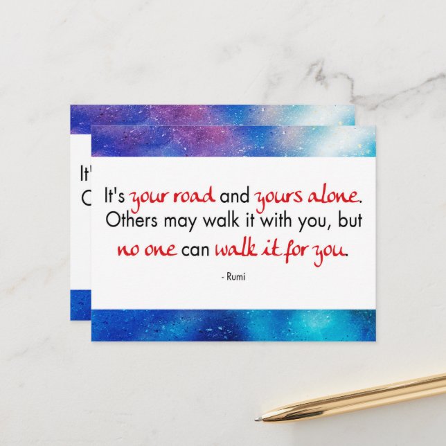 Englisches Zitat von Rumi - Es ist Ihre Straße Mit Postkarte (Vorderseite/Rückseite Beispiel)