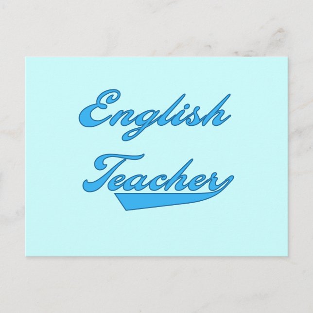 Englischlehrer Blauer Text T - Shirt und Geschenke Postkarte (Vorderseite)