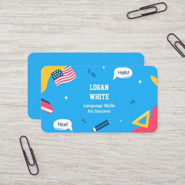 Englischlehrer ESL Instructor Visitenkarte (Vorderseite/Rückseite Beispiel)