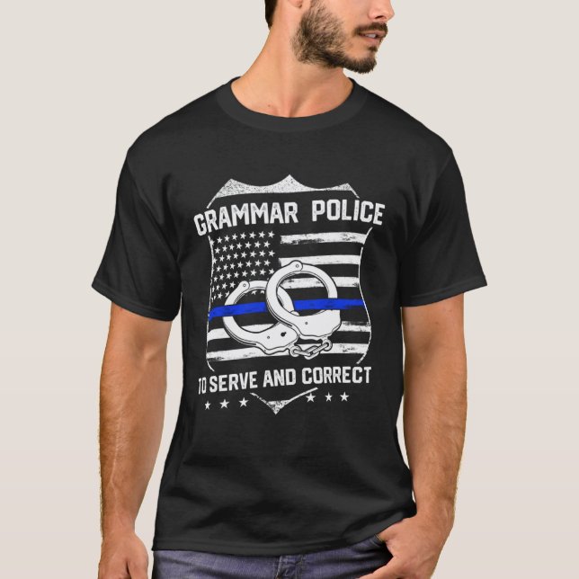 Englischlehrer Grammatikpolizei T-Shirt (Vorderseite)
