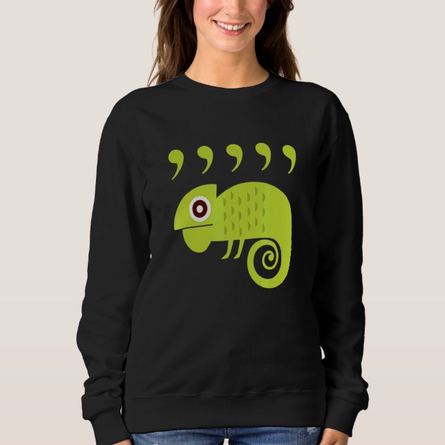 Englischlehrer Komma Chamäleon 80er Sweatshirt (Vorderseite)