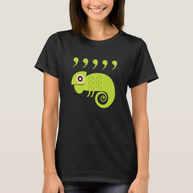 Englischlehrer Komma Chamäleon 80er T-Shirt (Vorderseite)