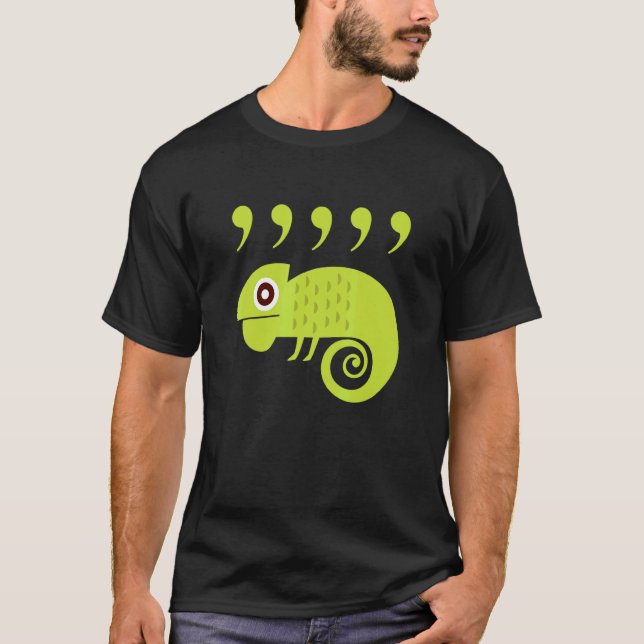 Englischlehrer Komma Chamäleon 80er T-Shirt (Vorderseite)