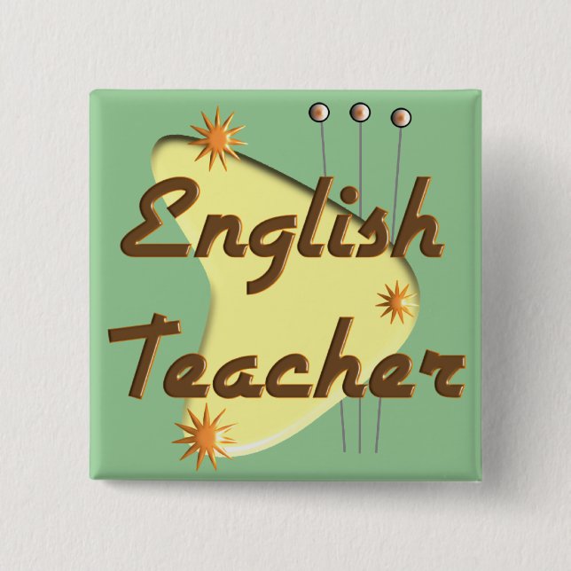 Englischlehrer-Retro Art-Geschenke Button (Vorderseite)