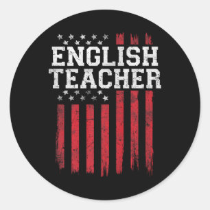 Englischlehrerin Amerikanische Flagge Usa Patriot Runder Aufkleber