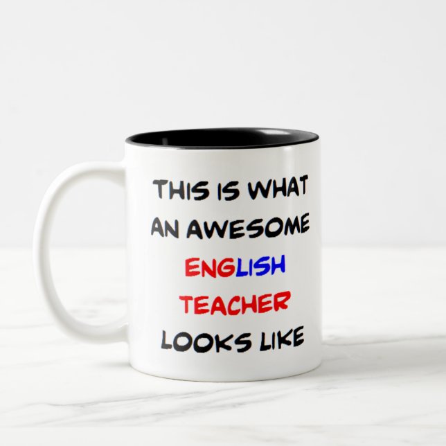 Englischlehrerin, phantastisch zweifarbige tasse (Links)
