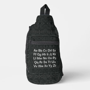 English Alphabet Black Crossbody Bag