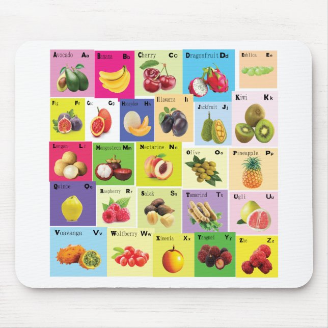 English Alphabets with fruit Mousepad (Vorne)