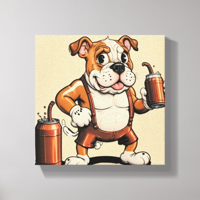 English Bull Dog mit Soda Canvas Print Leinwanddruck (Vorderseite)