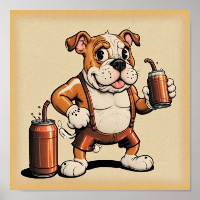 English Bull Dog mit Soda Poster (Vorne)
