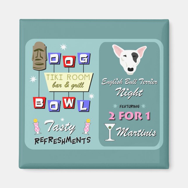English Bull Terrier Bowling Tiki Night Magnet (Vorne)