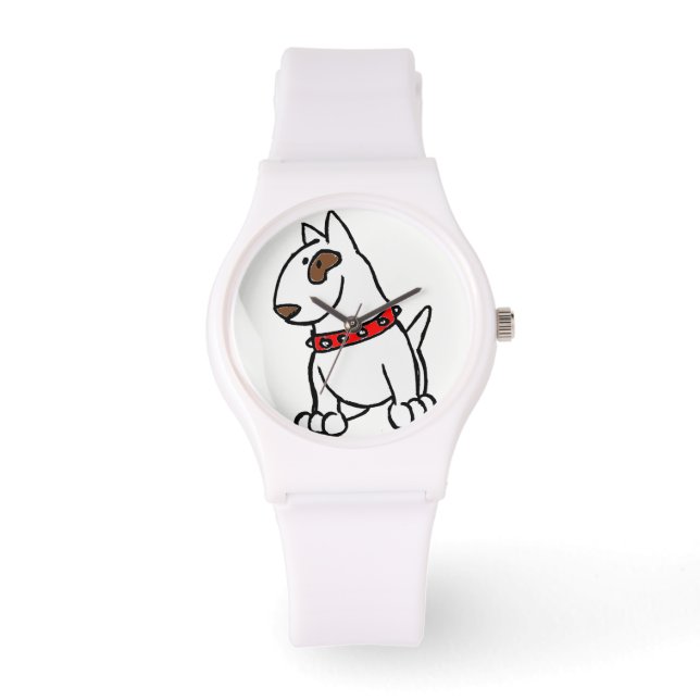 English Bull Terrier Cartoon Watch Armbanduhr (Vorderseite)