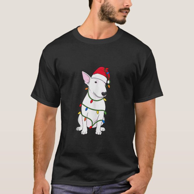 English Bull Terrier Christmas Tree Lights Holiday T-Shirt (Vorderseite)